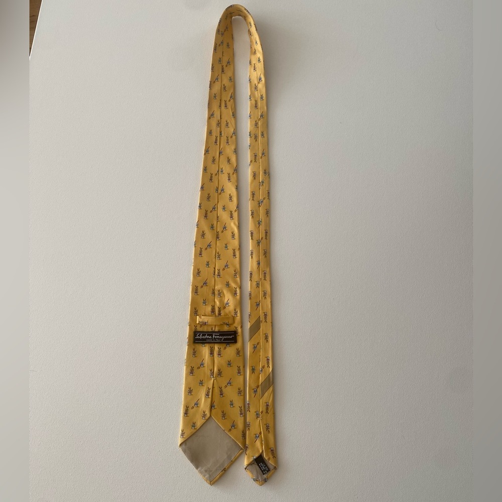 Yellow Ferragamo Rabbit Tie - Picture 4 of 4